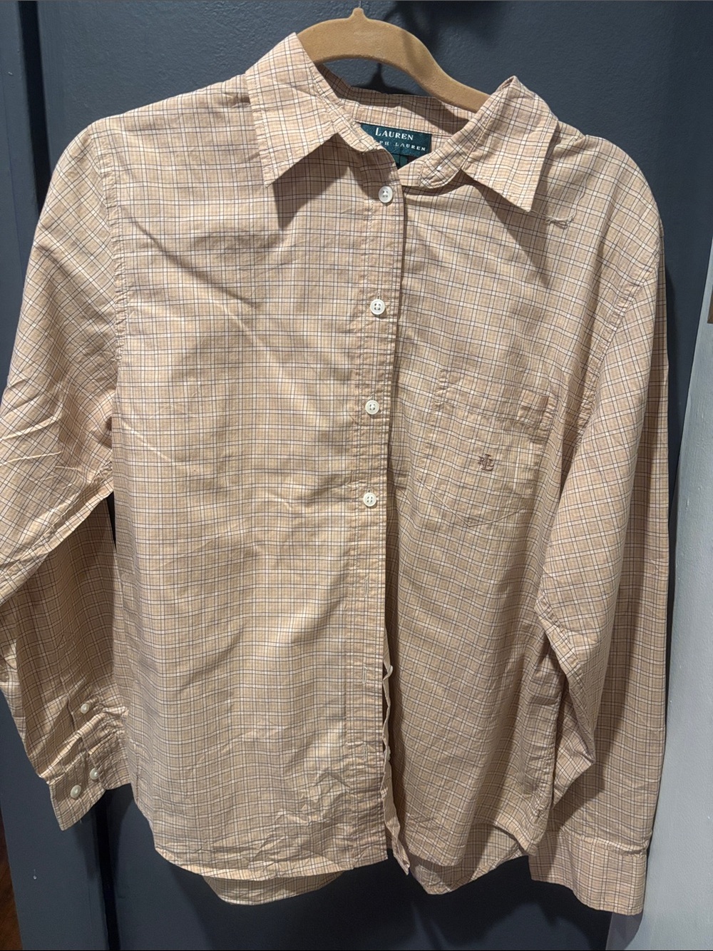 Lauren Ralph Lauren Men's Tan Plaid Cotton Button-Down Shirt
